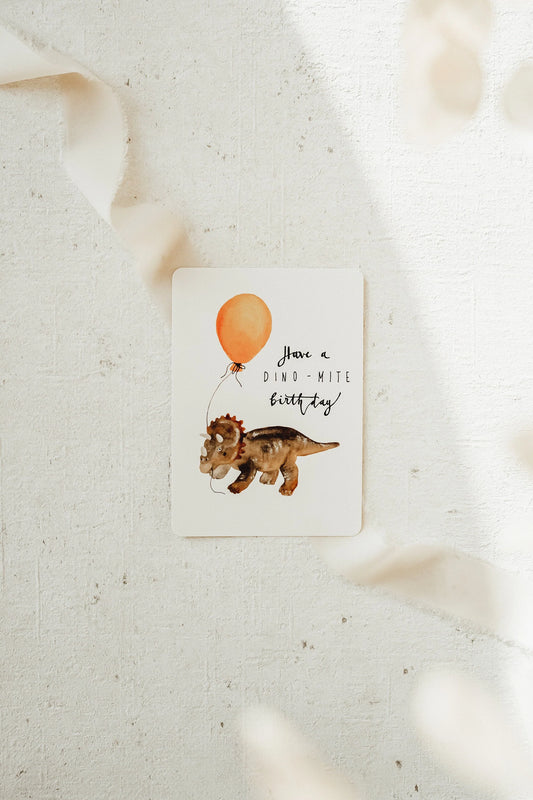 Postkarte - Dino Ballon